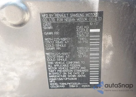 2018 Nissan Rogue S z USA, uszkodzony, nr VIN KNMAT2MV7JP513638